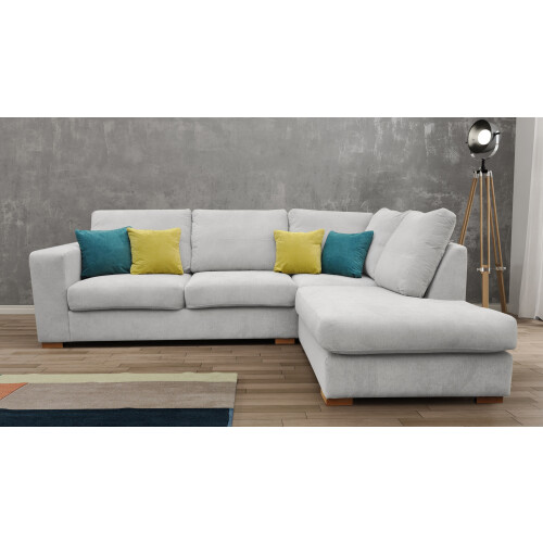 Dakota Fabric Right Light Grey Corner Sofa Suite 1