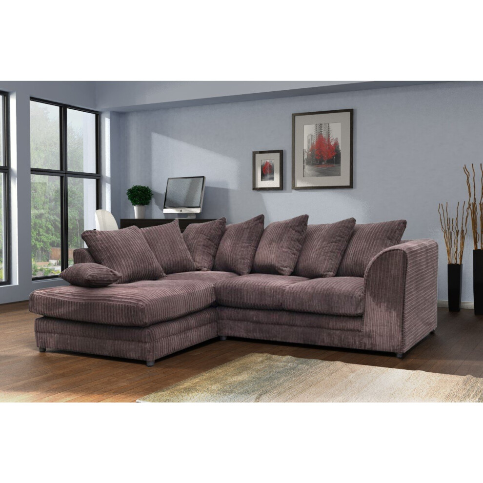 Snugg Furniture (Left Hand Corner, Chocolate) Milo Jumbo Cord Corner Sofa Brown