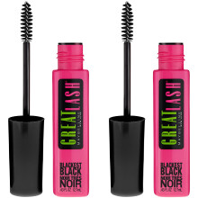 Maybelline Great Lash Washable Mascara, Volumizing Formula, Blackest Black, 2 Count