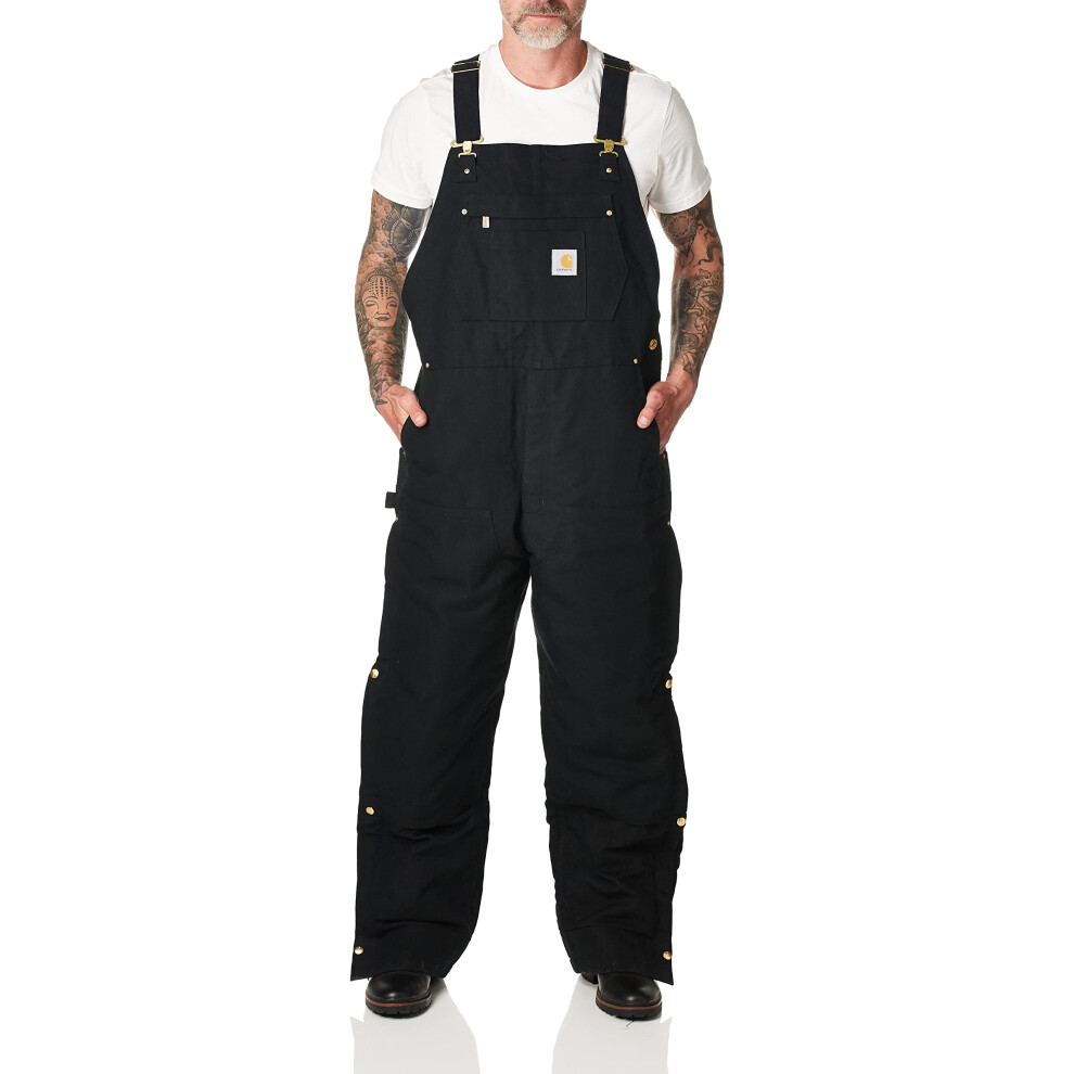 Carhartt mens Loose Fit Firm Duck Insulated Bib (Big & Tall) overalls and coveralls workwear apparel  Black  4X-Large US