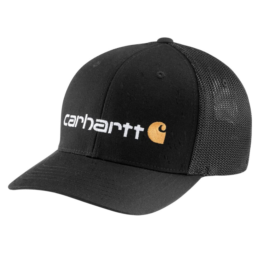 Carhartt mens Rugged Flex Fitted Canvas Mesh Back Graphic Baseball Cap  Black  Medium-Large US