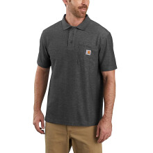 Carhartt Heren Loose Fit Middelgewicht Korte Mouwen Pocket Polo, Carbon Heather, X-Large