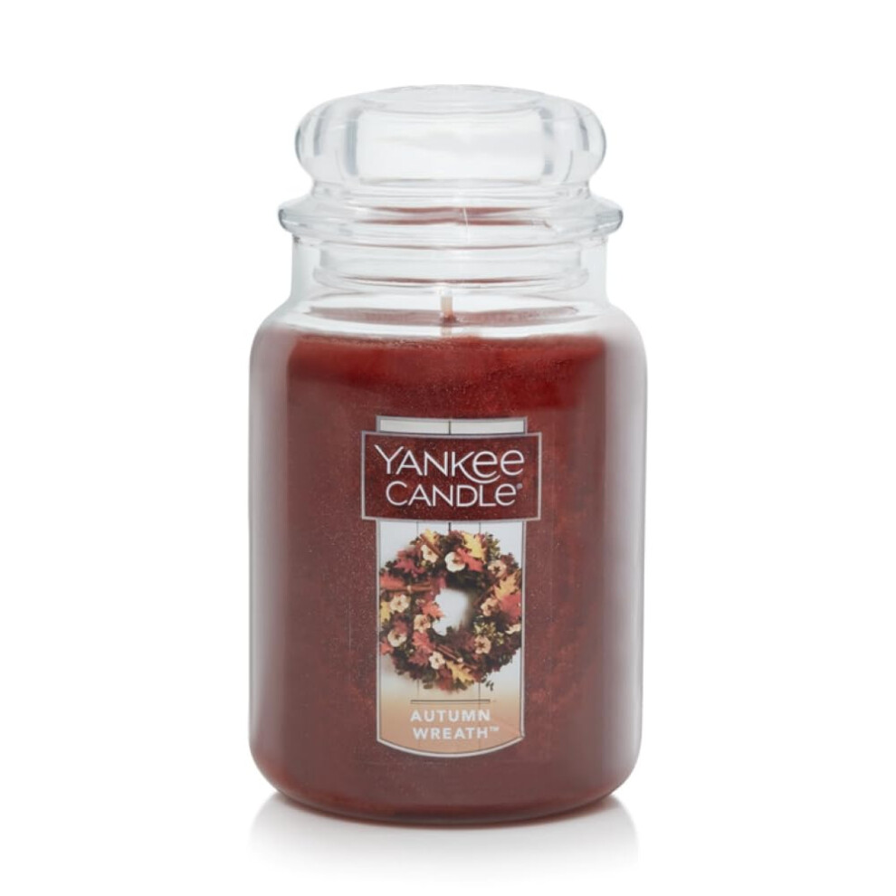 Bougie d'aromathérapie classique parfumée Yankee Candle Autumn Wreath, grand pot de 22 oz, mèche unique, plus de 110 heures de combustion, parfum