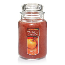 Yankee Candle Spiced Pumpkin Scented Classic 22oz suuri purkki, yksisyd  minen aromaterapiakynttil  , yli 110 tunnin paloaika, apteekkaripurkki, sy