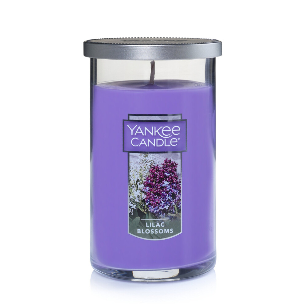 Yankee Candle Lilac Blossoms Scented  Classic 12oz Medium Perfect Pillar Single Wick Candle  Over 80 Hours of Burn Time