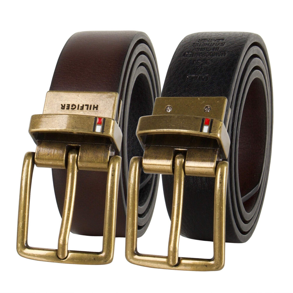 Tommy Hilfiger womens Reversible Dress Belt  Dark Brown/Black  Large 30-32 US
