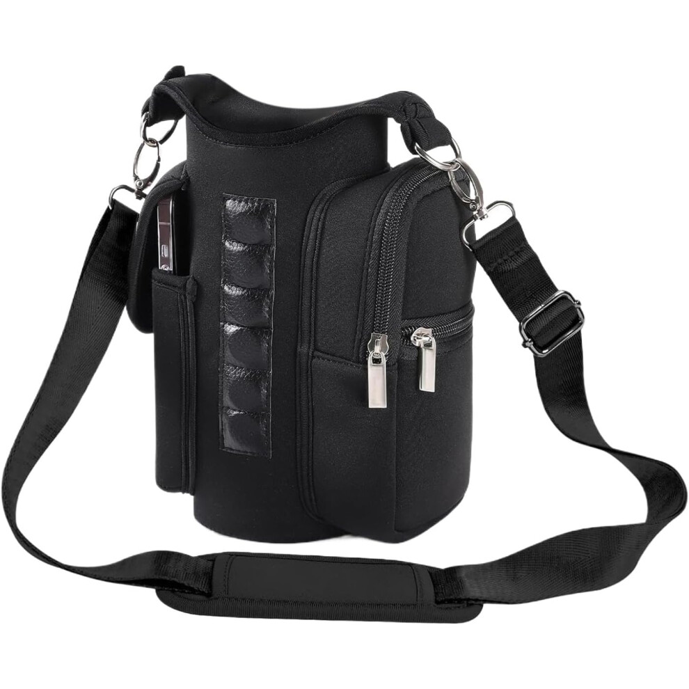 (Black) Magnetic Bottle Bag | Magnetic Gym Bag with Strap Water Bottle Sleeve,Thermal Kettle Pouches Drink Carrier for Gym Equipment Metal Rack