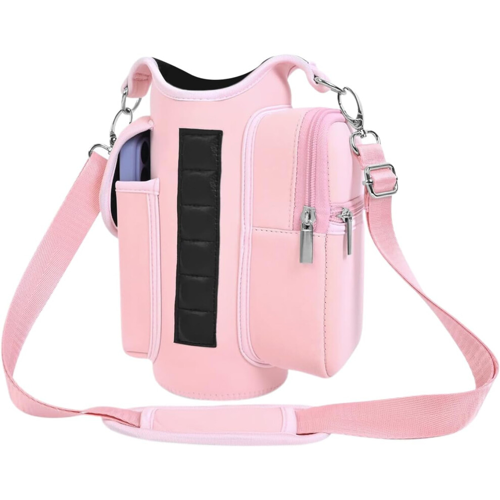 (Pink) Magnetic Bottle Bag | Magnetic Gym Bag with Strap Water Bottle Sleeve,Thermal Kettle Pouches Drink Carrier for Gym Equipment Metal Rack