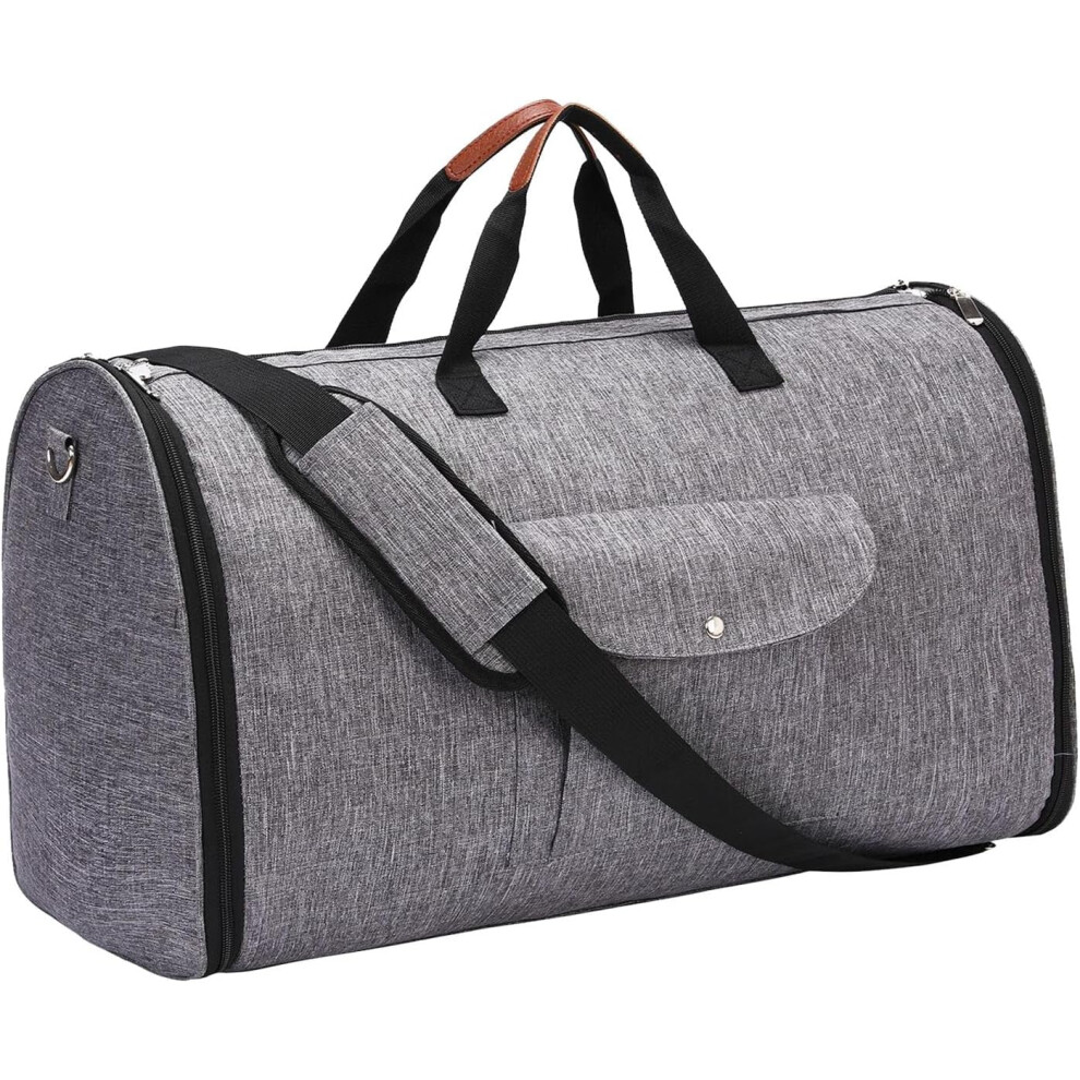 (Gray) Duffle Carry On Garment Bag | 2 in 1 Convertible Weekend Bag - Large Capacity Travel Weekend Bag Convertible Carry On Luggage Bag Men Duffel Ba