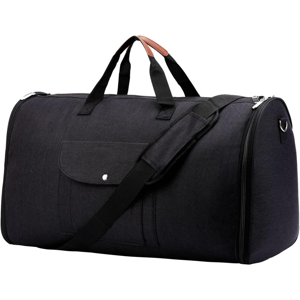 (Black) Duffle Carry On Garment Bag | 2 in 1 Convertible Weekend Bag - Large Capacity Travel Weekend Bag Convertible Carry On Luggage Bag Men Duffel B