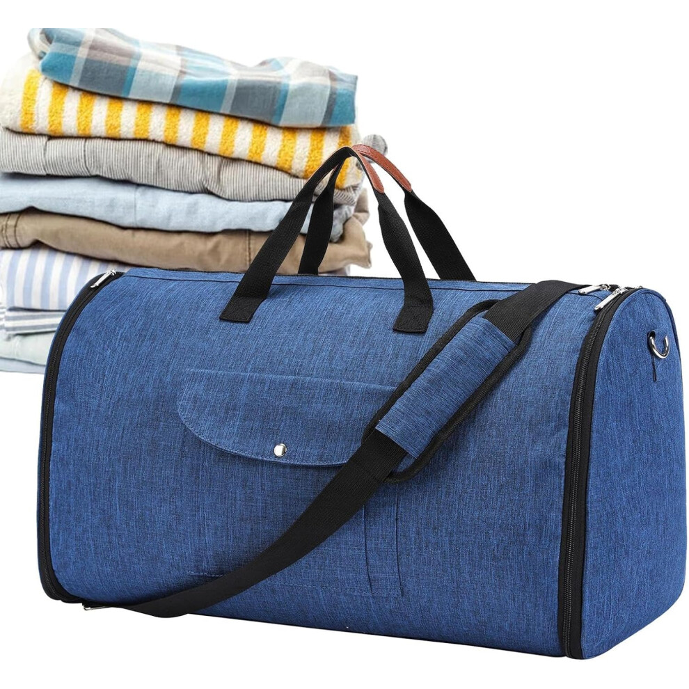 (Navy Blue) Duffle Carry On Garment Bag | 2 in 1 Convertible Weekend Bag - Large Capacity Travel Weekend Bag Convertible Carry On Luggage Bag Men Duff