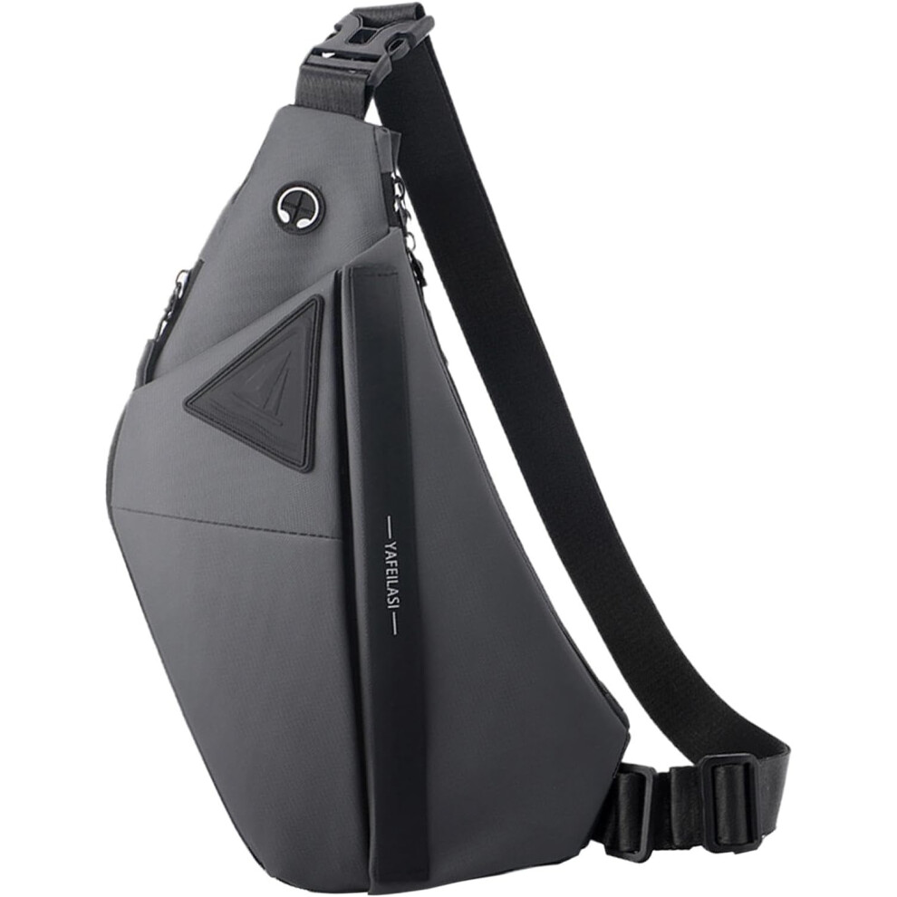 (left shoulder, Gray) Shoulder Sling Bag, Waterproof Casual Daypack, Bag, Multipurpose Daypack, Sling Backpack for Hiking, Casual, Travel