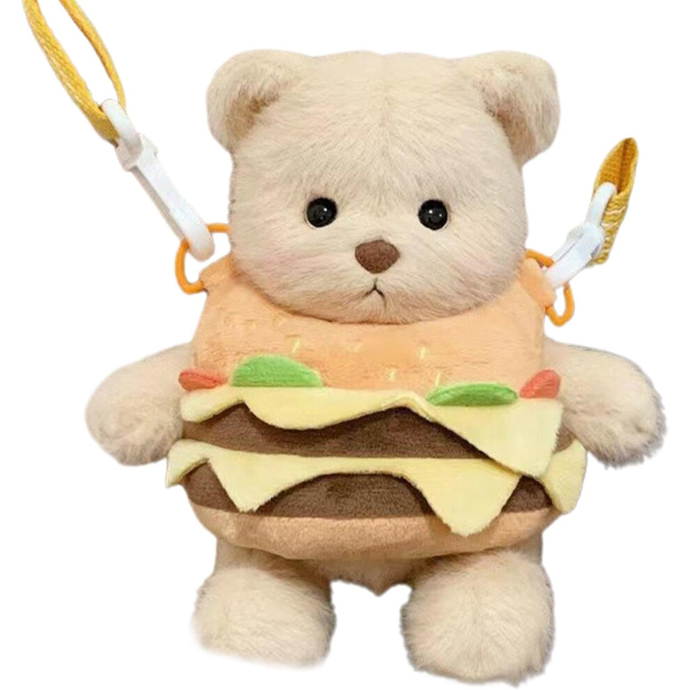 Cute Bear Plush Shoulder Bag - Kids Burger Bear Backpack - Cute Dress-Up Stuffed Animal Shoulder Strap Boys Girls Backpack For School