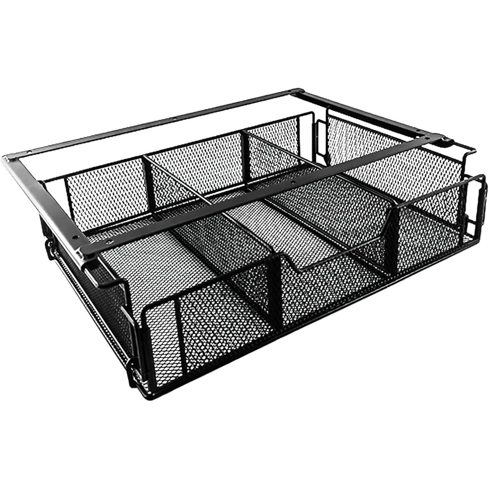 Under Desk Drawers | Under Table Storage Shelf | Divided Metal Organizer Pencil Pen Supply for Easy Access and Space Saving
