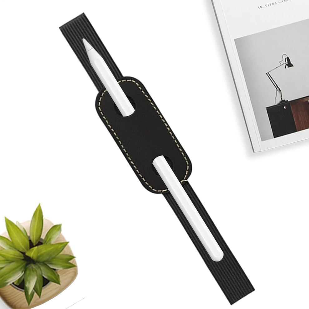 (Short Style) Tablet Pen Holder,Notebook Elastic Pen Holder - Removable Portable Slim Adjustable Sleeve For Tablet Travel Journal Workplace Scho Black