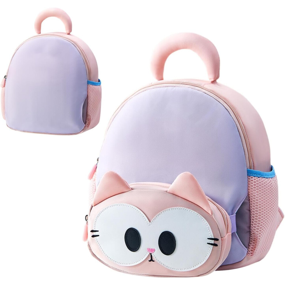 Small Toddler Backpack - Cute Toddler Backpack Cat Small Preschool Backpack | Kindergarten Large Capacity Shoulder Backpack with Chest Buckle for Todd