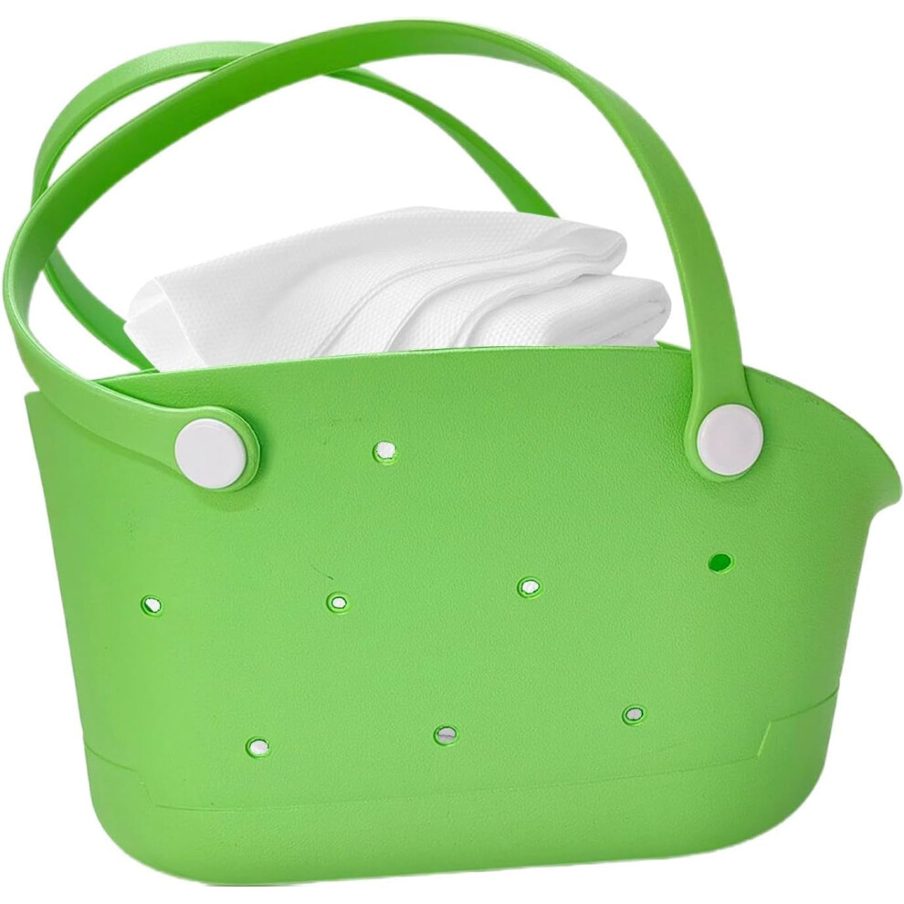 (Green) Small Rubber Tote Bag,Waterproof Travel Beach Bag | Fashion Travel Accessories, Washable Sandproof For Men Women Outdoor, Pool, Boat Green