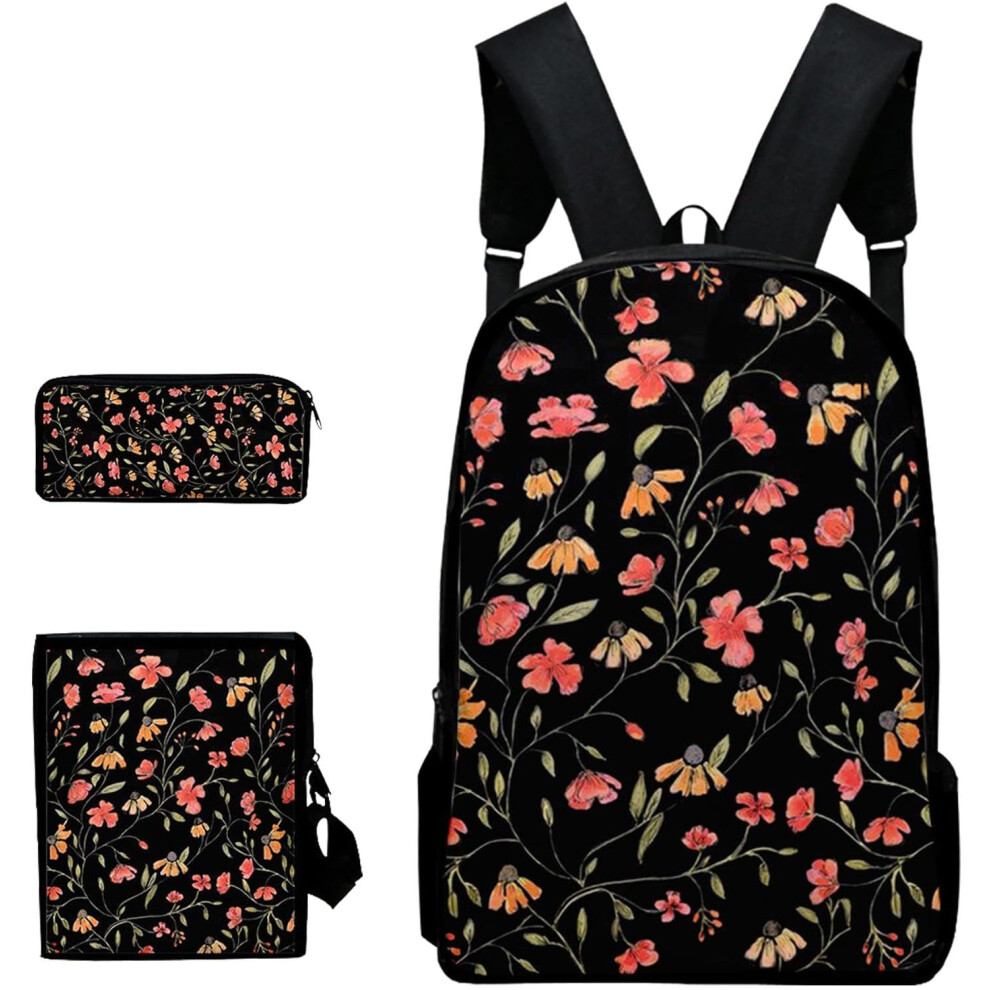 (Style 3) School Backpack with Lunch Bag,Printed Patterns School Backpack Set Girl School Backpack | Adjustable School Pencil Case School Bag with Lun