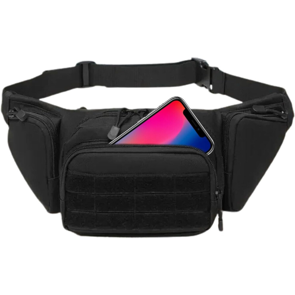 (Black) Hip Bag for Men | Portable Fanny Pack Hip Belt | Multifunctional Fly Fishing Waist Packs, Mens Fanny Bag, Utility Hip Pack for Men Women