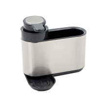 BLACK+DECKER Soap Dispenser & Sink Tidy, 230ml Capacity, Removable Drip Tray, One Press Activation, Stainless Steel Material, 15.5 x 17 x 13cm