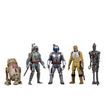 STAR WARS Fira Saga Bounty Hunters Figurset, 3,75-tums Samlarfigur 5-pack, Leksaker för Barn 4 År och Uppåt