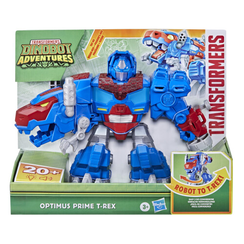 Transformers Transformers Dinobot Adventures Optimus Prime T-Rex Brinquedo de converso com luzes e sons Figura de ao de 9 polegadas a partir de 3 anos 1