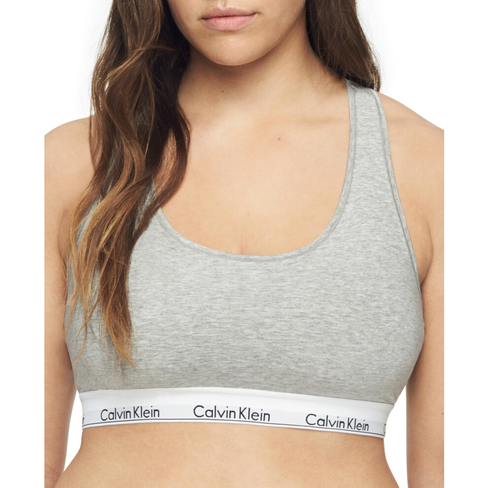 Calvin Klein Modern Cotton Unlined Wireless Bralette  Grey Heather  Large