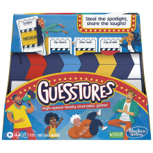 Hasbro Gaming Guesstures Spel, Charader för 4 eller fler spelare, Inkluderar anpassningsbara kort och klapprande