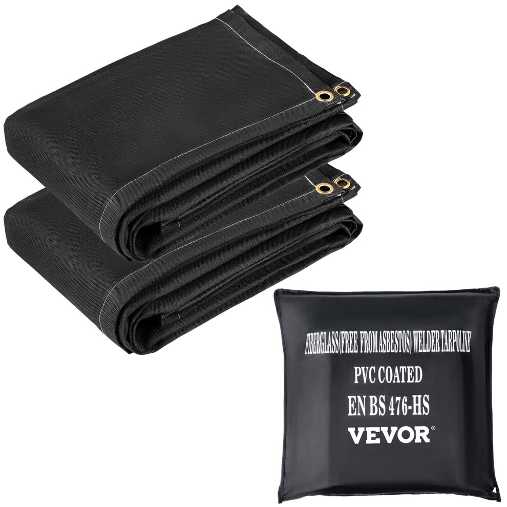 Vevor Fire Blankets 2 Pack Welding Blankets 6' X 10' Fire Suppression Blanket 1022 F Flame Retardant Blanket Black Fire Emergency Blankets Fiberg 810087879990