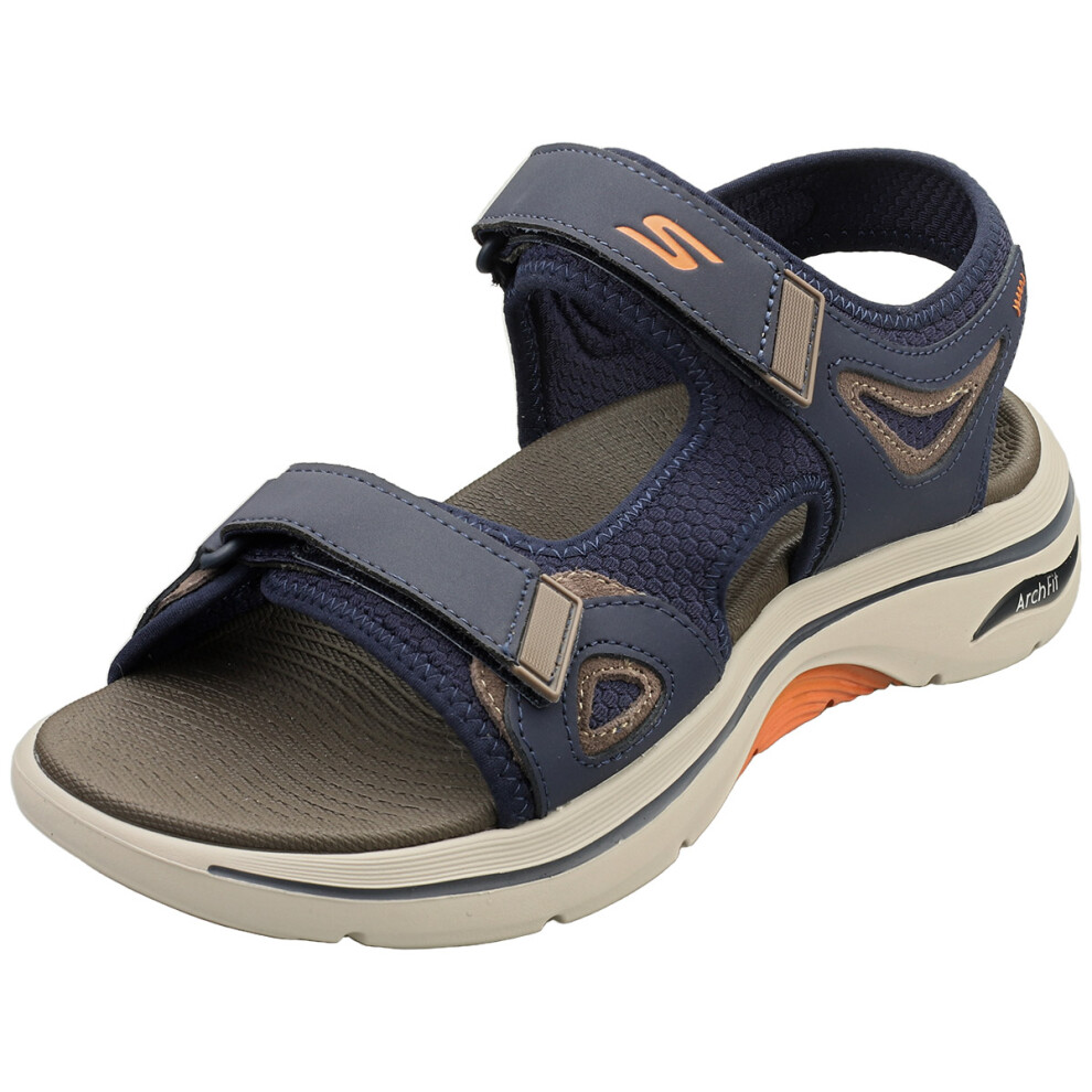 (12) Skechers Go Walk Arch Fit 2.0 Mens Walking Sandals in Navy Orange