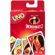Mattel Games UNO Disney s Pixars Incredibles 2 krtyajtk 112 krtyval s hasznlati utastssal nagyszeru ajndk 7 ves s idosebb gyerekeknek