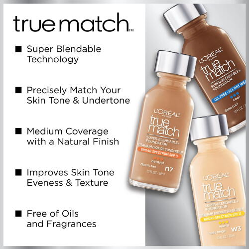 L’Oréal Paris Fondotinta Liquido L'Oreal Paris True Match Super-Blendable, Tan Classico N7, 30 ml 2