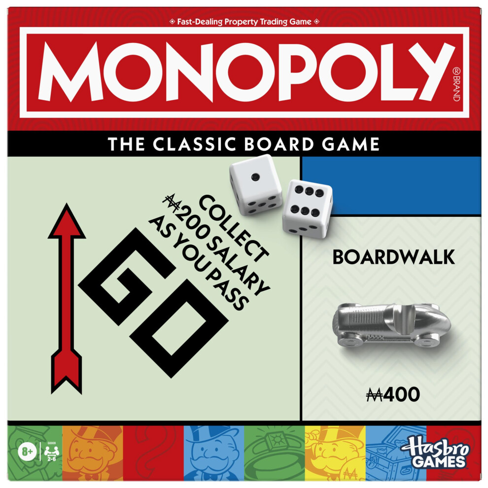 Photos - Board Game Monopoly | Classic Game with Storage Tray and Larger Tokens | Ages 8+ | 2 to 6 Players | Family Games for Kids an