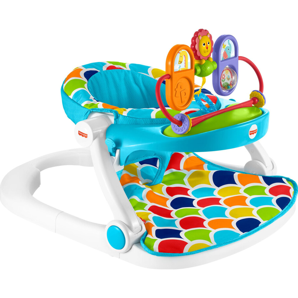 Fisher-Price Portable Baby Chair  Deluxe Sit-Me-Up Floor Seat with Removable Toys and Snack Tray  Happy Hills
