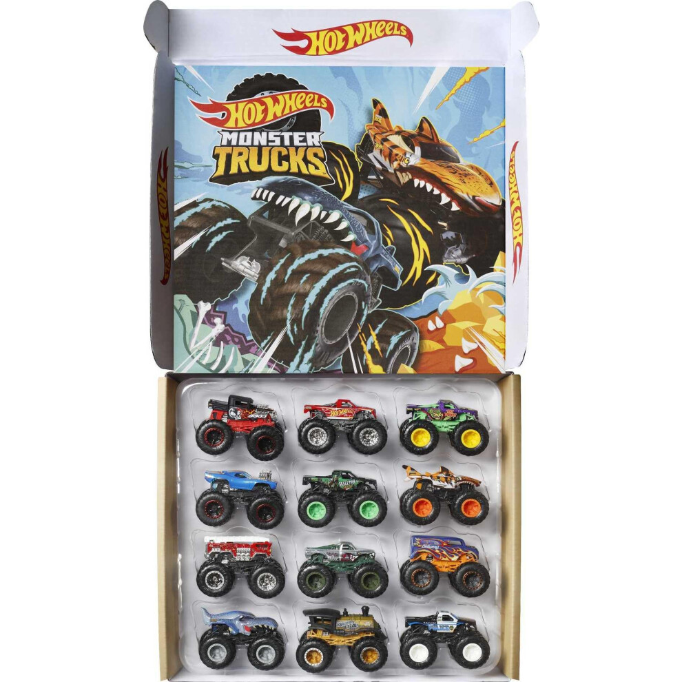 Hot Wheels Monster Trucks Set Of 12 1:64 Scale Die-Cast Toy Trucks Collectible Vehicles (Styles May Vary) (Amazon Exclusive)