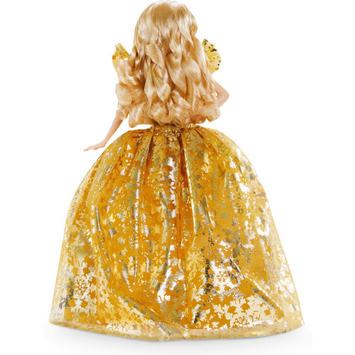 Barbie Boneca Barbie Signature 2020 Holiday Barbie (cabelo longo loiro de 12 polegadas) em vestido dourado com suporte para boneca e presente com certif 2