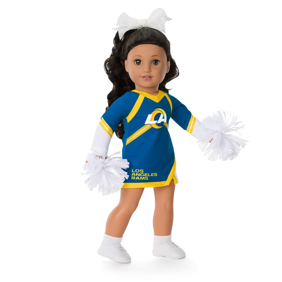 American Girl Los Angeles Rams Cheer Uniform 18 Zoll Puppenkleidung Mit Pompons Blau Und Gelb 5 St Ck Alter 6+-image