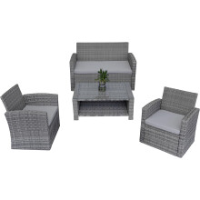 Rattan Garden Furniture 4 Seater Corner Sofa Set Outdoor Patio