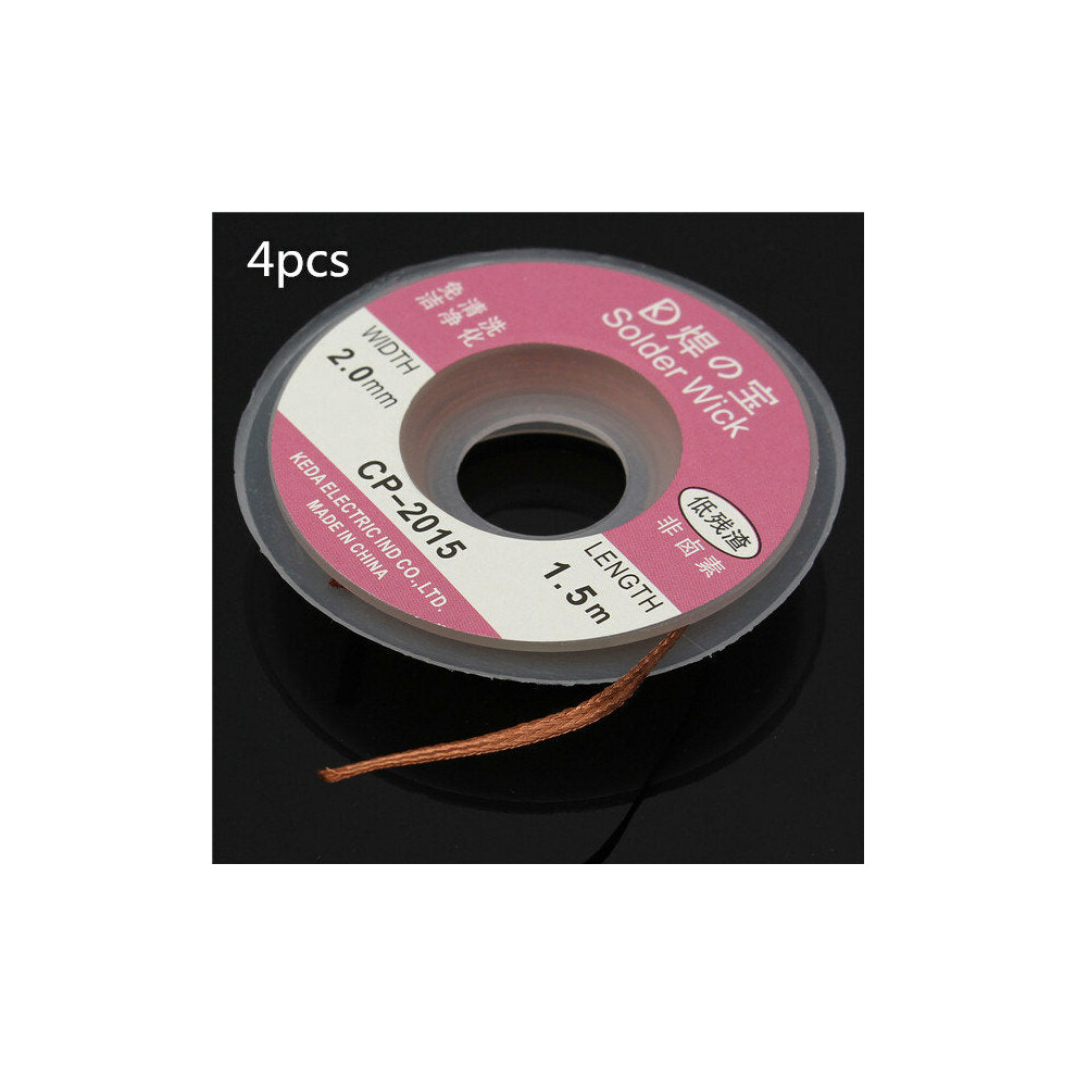 4pcs 1.5mx2mm Solder Wire Desoldering Braid Solder Remover Copper Wick Spool Wire Cable