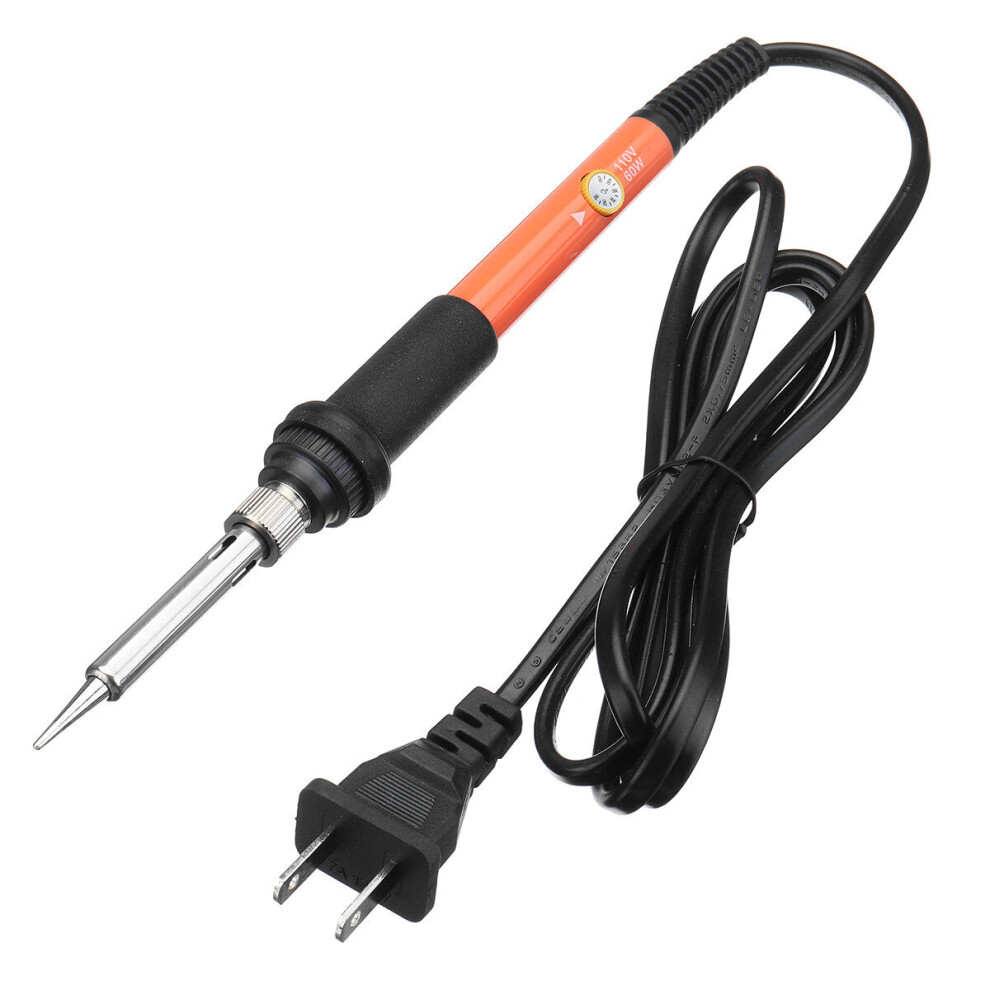 (US Plug) 79Pcs 60W Electric Solder Iron Wood Burning Pen Soldering Iron Tool Carft Pyrography Kit DIY