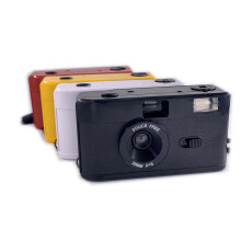 (Red) Retro Film Camera Reusable Manual Cameras With Flash Light 35MM