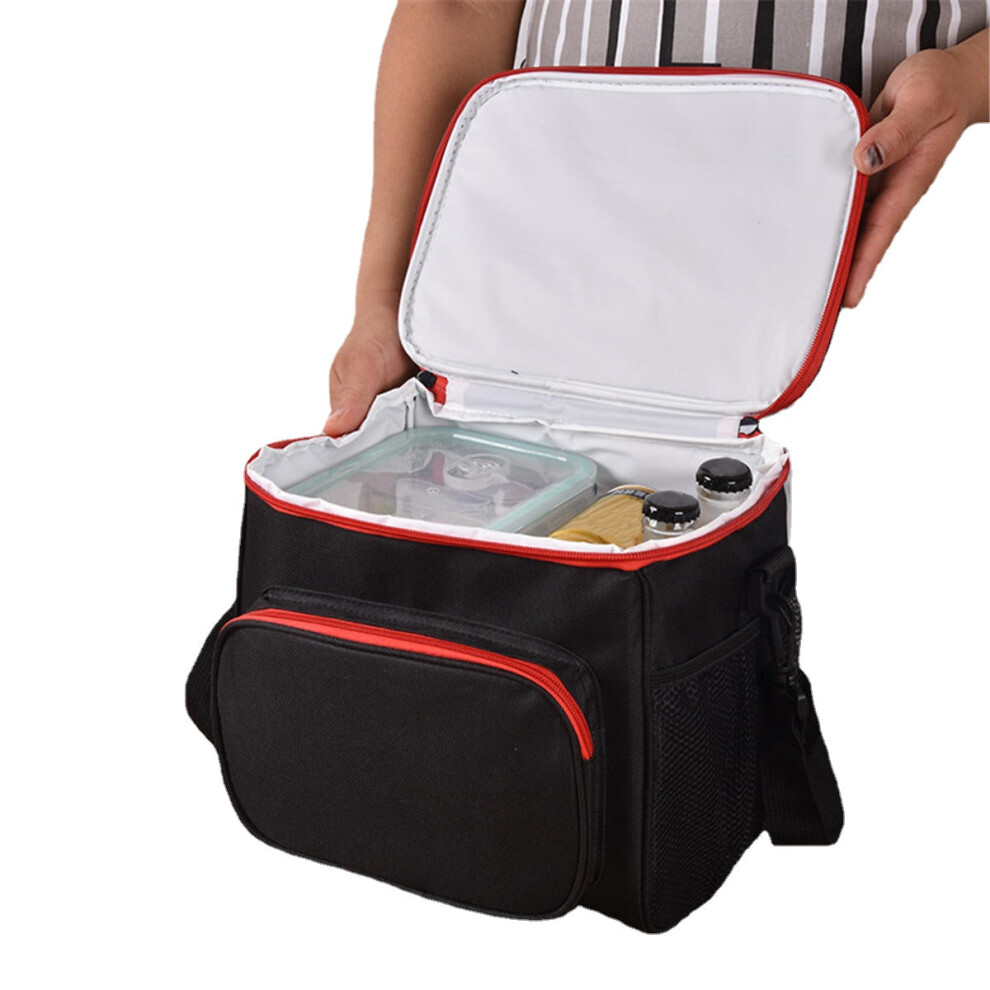 (Black) Outdoor Picnic Bag Waterproof Insulated Thermal Cooler Lunch Box Tote Lunch Food Container