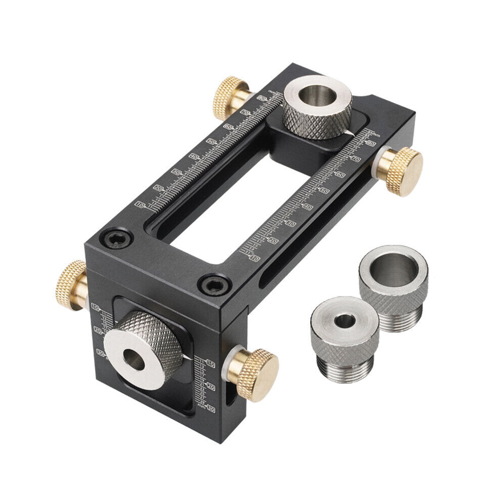 2 In 1 Adjustable Baby Bed Screw Drill Locator Kit with 4 Drill Bushings, Aluminum Alloy, Black/Silver, Precision Guide