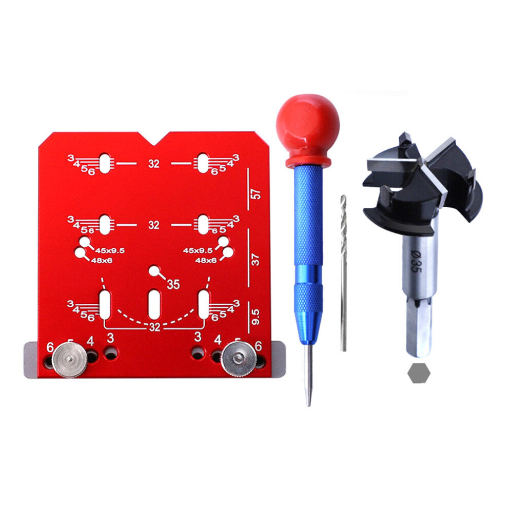 (#C) Universal Cabinet Hinge Jig for 45mm/48mm Hinges - Precise Drilling, Multiple Hole Spacing, Durable Metal, Easy Installation