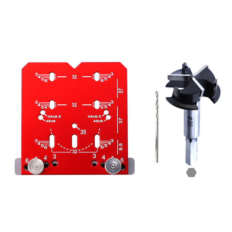 (#B) Universal Cabinet Hinge Jig for 45mm/48mm Hinges - Precise Drilling, Multiple Hole Spacing, Durable Metal, Easy Installation