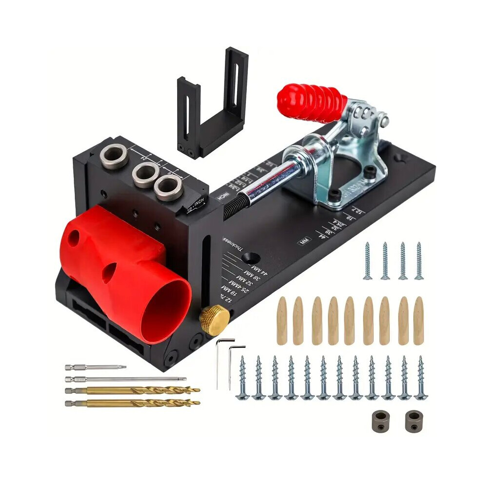 Adjustable Pocket Hole Jig - Aluminum Alloy Woodworking Locator For Diy Carpentry Projects, 3-Hole Design 1138392773789