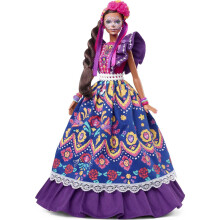 Poup   e Barbie Signature 2022, robe traditionnelle     volants, couronne de fleurs et maquillage Calavera.