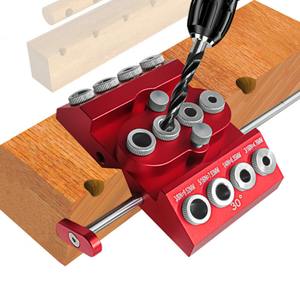 V-Drill Guide: Versatile Aluminum Drill Guide for 30, 45, 90 Angles, 4 Hole Sizes, Customizable Center, Extension Bar