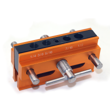 Alloy Steel Hole Punch Locator - Imperial, 10-55mm Clamp Range, 4-Way Drilling, Portable/Table Mounted, Includes 6 Bushings
