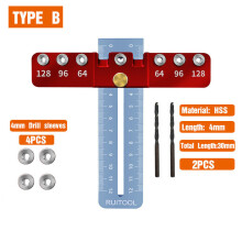 (B) Adjustable Aluminum Alloy Handle Punch Locator with 4mm Drill for Metal, Fits 64/96/128mm Hole Distances